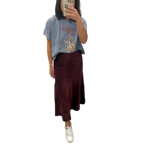 Christopher & Banks Brown Sueded Midi Skirt - Picture 5 of 12